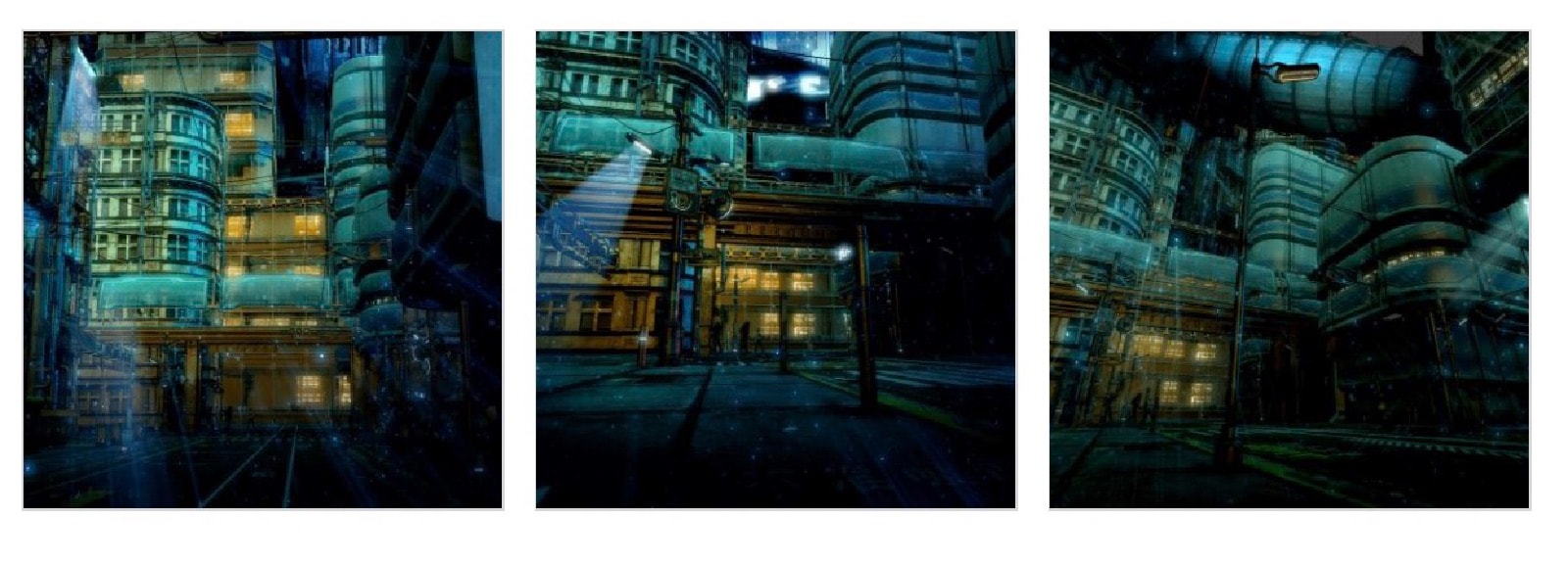背景素材】サイバーパンクの世界観と街の外観の背景イラストを一部追加 