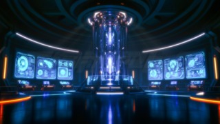 近未来のAI中枢を描いた高精細4K背景素材集。 ゲーム・映像・配信にそのまま使える全12種セット。サンプルのイラストはFHD解像度です。