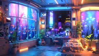 Cyber Chill Room｜近未来ループ背景素材 4Style Pack（配信・VJ・作業用）
