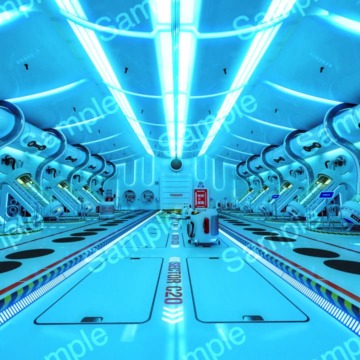 サイバーパンク・クローン研究施設背景（医療ポッド・冷凍睡眠）4枚セット｜近未来SFイラスト素材