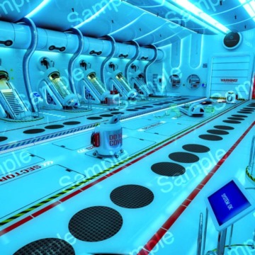 サイバーパンク・クローン研究施設背景（医療ポッド・冷凍睡眠）4枚セット｜近未来SFイラスト素材