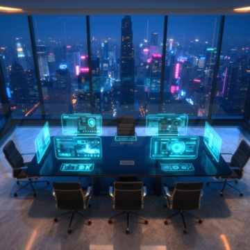 近未来エグゼクティブ・ボードルーム背景素材