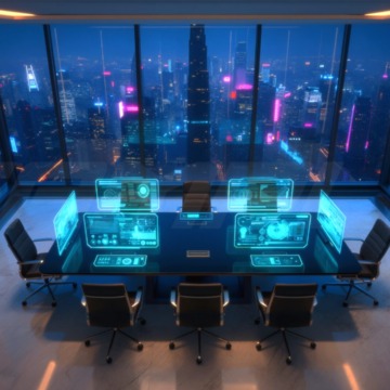 近未来エグゼクティブ・ボードルーム背景素材