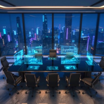 近未来エグゼクティブ・ボードルーム背景素材