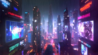 Cyberpunk Rain City Loop Animation | Futuristic Neon Night Background